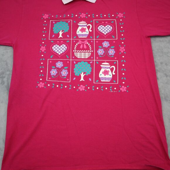 Gopher Shirt Womens L Pink Short Sleeve Collared Graphic Print Casual Outwear - Picture 8 of 15